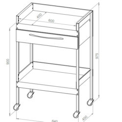 Medical table with drawer and 2 shelves