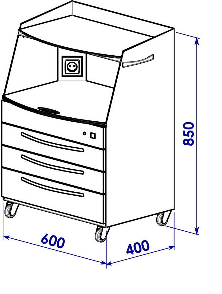MASTER SHIMMA mobile cabinet with UV chamber, MASTER SHIMMA mobile cabinet with UV chamber (600 х 400 mm)