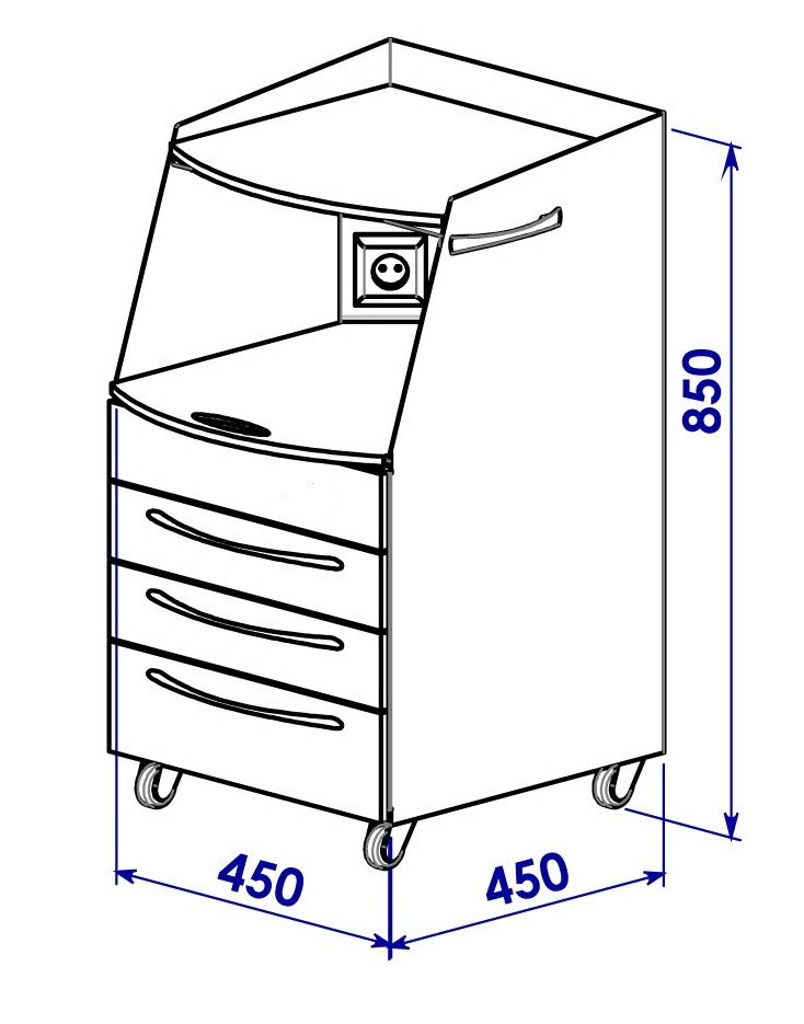 MASTER SHIMMA mobile cabinet with drawers, MASTER SHIMMA mobile cabinet  450 х 450 mm 
