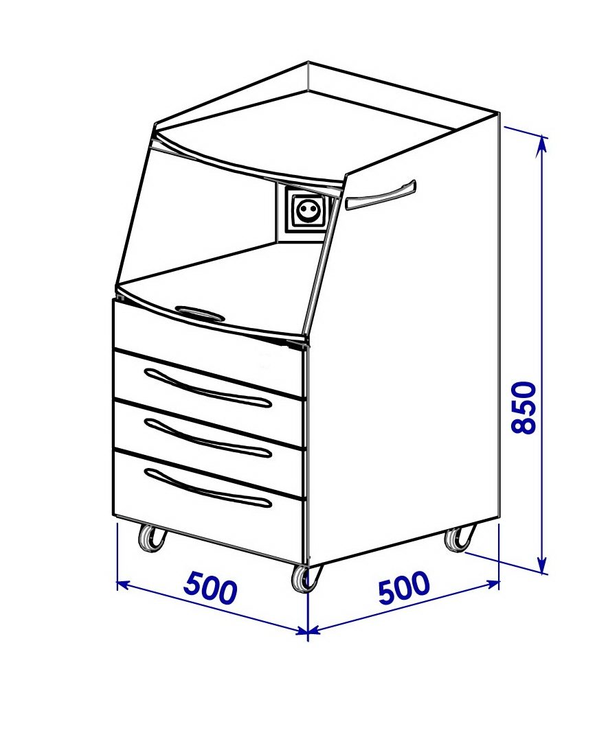 MASTER SHIMMA mobile cabinet with drawers, MASTER SHIMMA mobile cabinet 500 х 500 mm